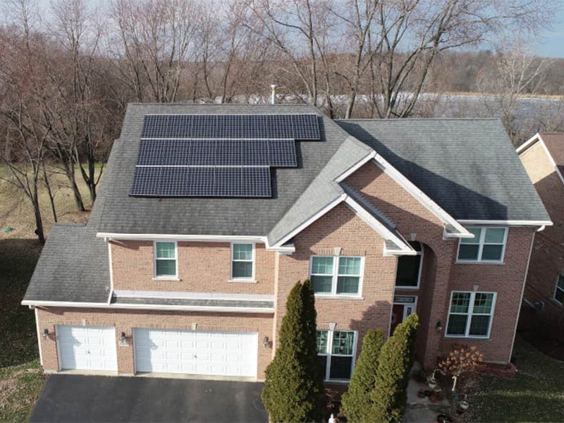 solar panel installed in a residential house