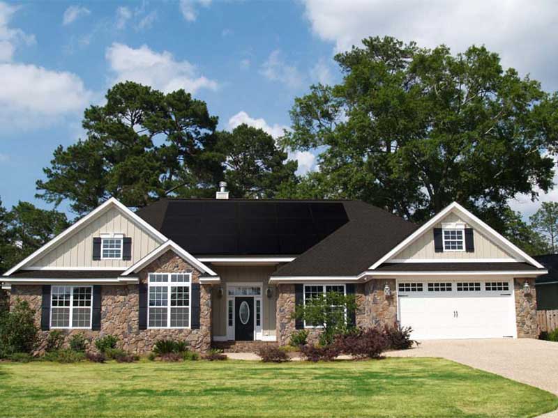 House with trees around